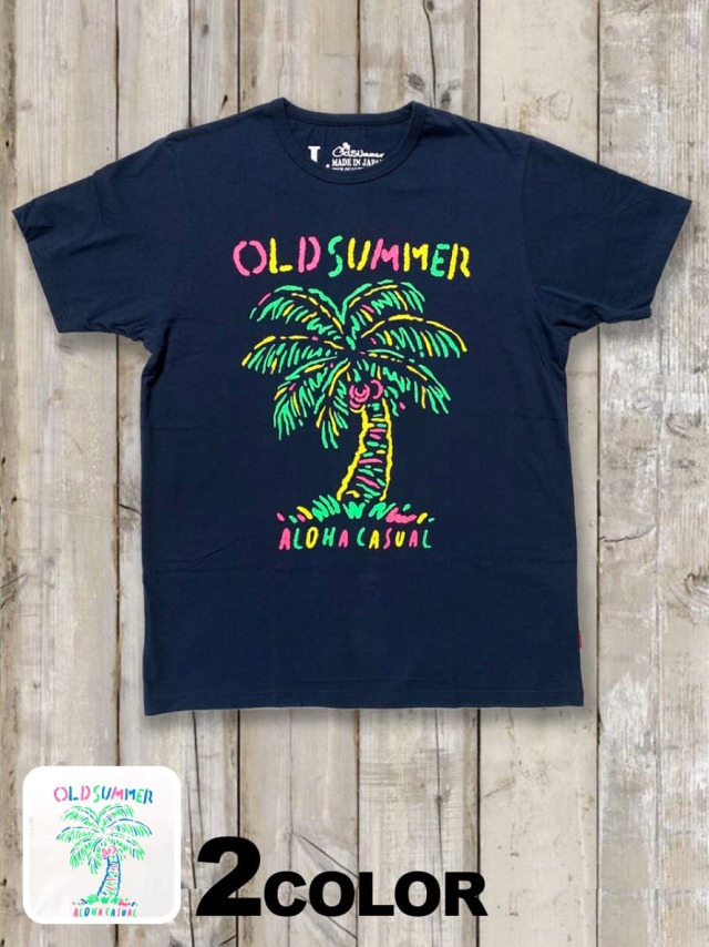 クルーネックtシャツ 蛍光ヤシの木 クルーネックtシャツ 蛍光ヤシの木