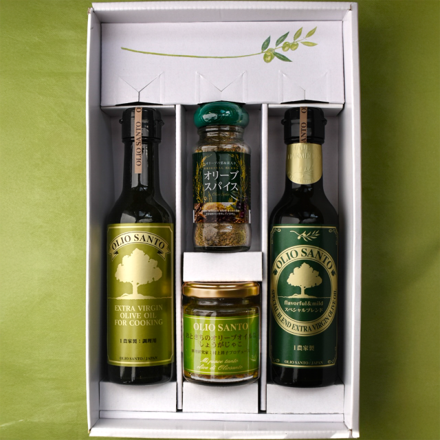 スペシャルブレンドエクストラヴァージンオリーブオイル 200ml／エクストラヴァージンオリーブオイル・フォークッキング 200ml／おときちのオリーブオイルなしょうがじゃこ／オリーブスパイス