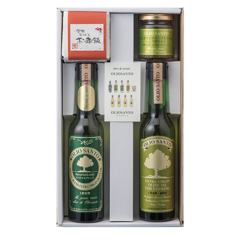 新年のご挨拶やお祝いに　スペシャルブレンド 200ml／フォークッキング 200ml／お赤飯／おときちのオリーブオイルなしょうがじゃこ　