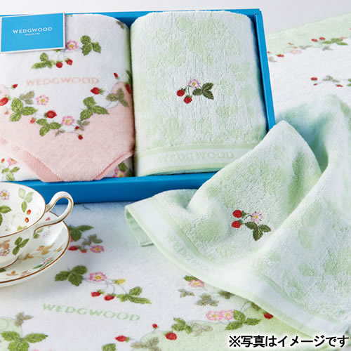 ウェッジウッド ワイルドストロベリー フェイスタオル3P グリーン