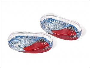 高級御塗箸 凱風快晴（赤富士）-桐箱箸置つき