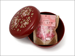 山中漆器 桜づくしボンボニエール ペア – 金沢金箔入りこんぺいとう付き