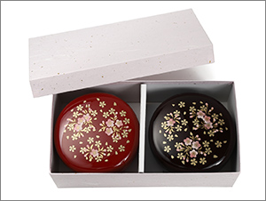 山中漆器 桜づくしボンボニエール ペア – 金沢金箔入りこんぺいとう付き