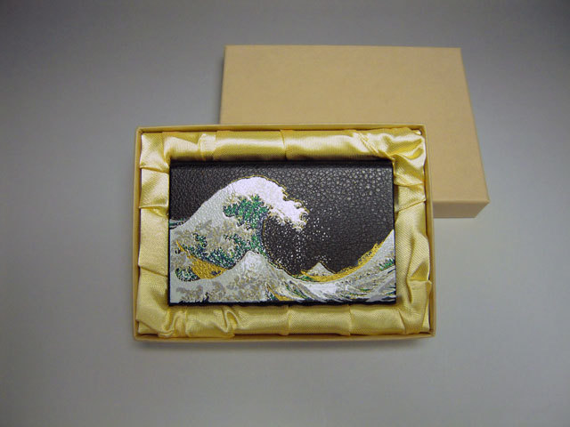 英語説明書つき‐マグネット開閉式 蒔絵カードケース‐風神雷神☆日本