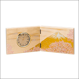 富士雅桜 木製 屏風時計