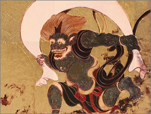 箔名画　立体額　風神雷神図