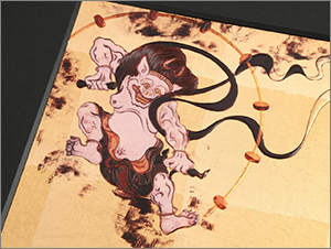 箔名画　立体額　風神雷神図