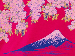 北斎Ｔシャツ　富士桜（男女兼用）★日本土産（みやげ）や記念品に！英語説明書つき