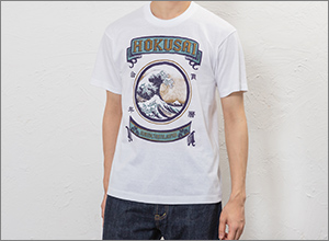 北斎Tシャツ　神奈川沖浪裏（白）