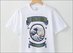 北斎Tシャツ　神奈川沖浪裏（白）