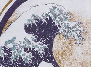 北斎Tシャツ　神奈川沖浪裏（白）