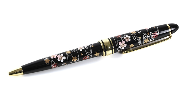 英語説明書つき‐蒔絵高級ボールペン 桜川