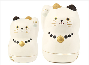 美濃和紙小物入れ まねき三毛猫たて
