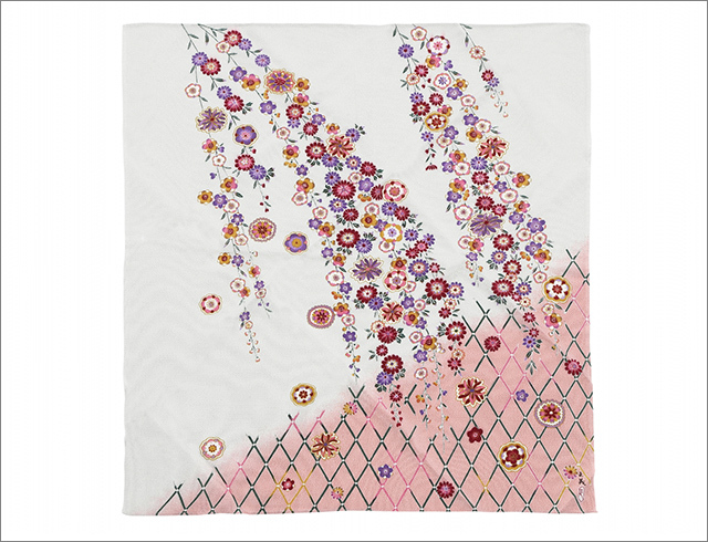 加賀友禅 風呂敷-しだれ桜-