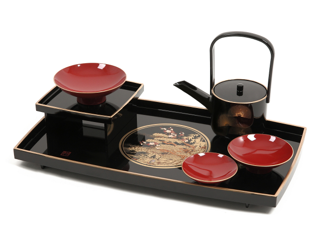 英語説明カードつき-屠蘇器（とそき） 松竹梅☆／日本土産（みやげ）に