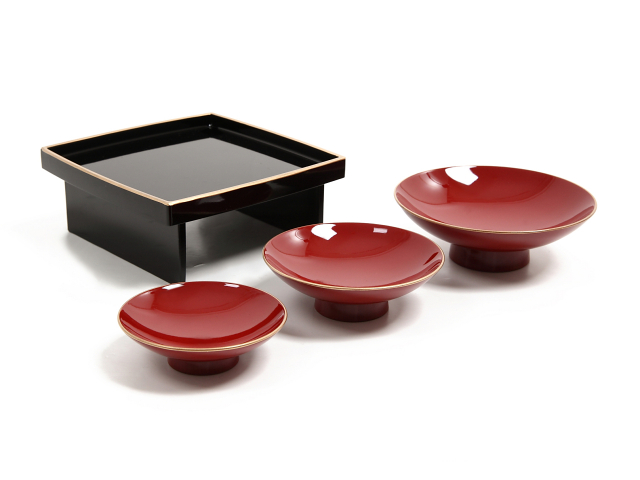 英語説明カードつき-屠蘇器（とそき） 松竹梅☆／日本土産（みやげ）に