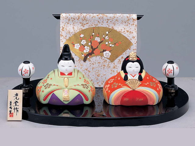 華飾り親王雛（几帳つき）