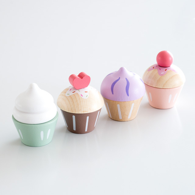 カップケーキセット Toy Creoトイクレオ 木のおもちゃ おもちゃの森sapporo