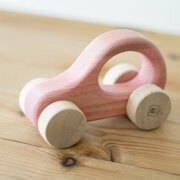 木目がきれい！押し車 オレンジ わかふじクラフト｜木のおもちゃ専門店