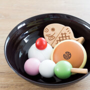 和菓子 ままごと用 三色だんご いちご大福 たい焼き どら焼き【ウッディプッディ】【木製】【3歳以上】【レターパックプラス可】