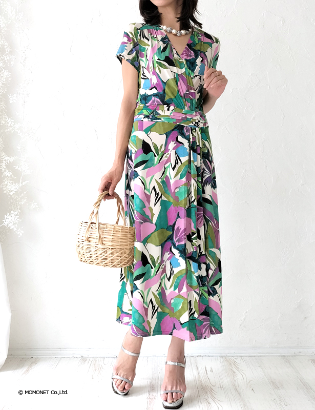 EGERIE エジェリ 花柄 半袖 ロングワンピース フランス製 R236 EGERIE エジェリ 花柄 半袖 ロングワンピース フランス製 R236