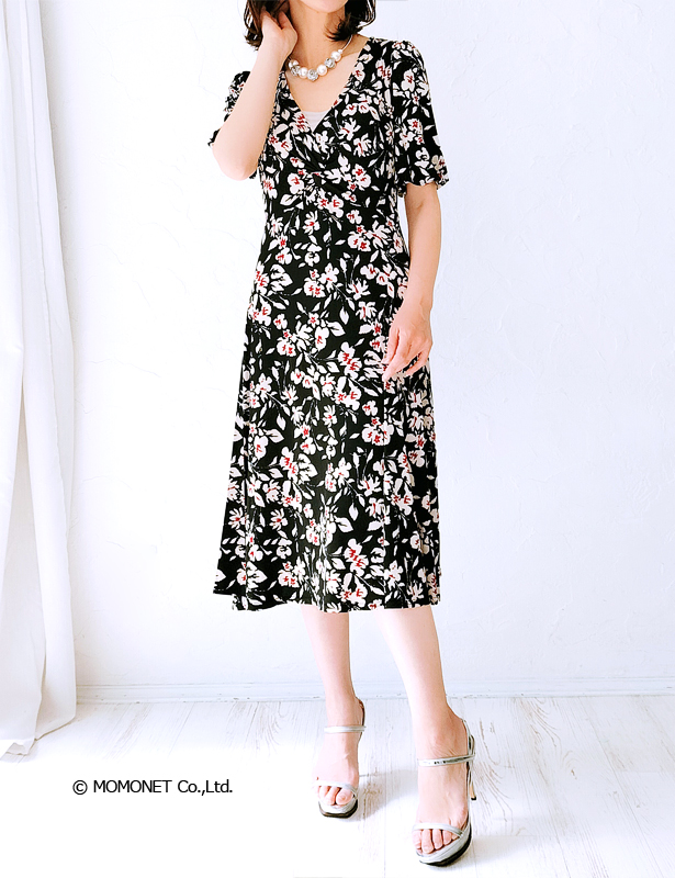 激安ブランド ワンピース EGERIE)エジェリ TALIA マキシ丈 半袖7分袖 T1T2T3 ワンピース