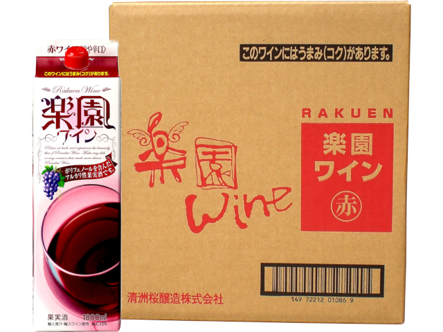 楽園 ワインパック（赤） 1.8L 1ケース（6本入） 鬼ころし