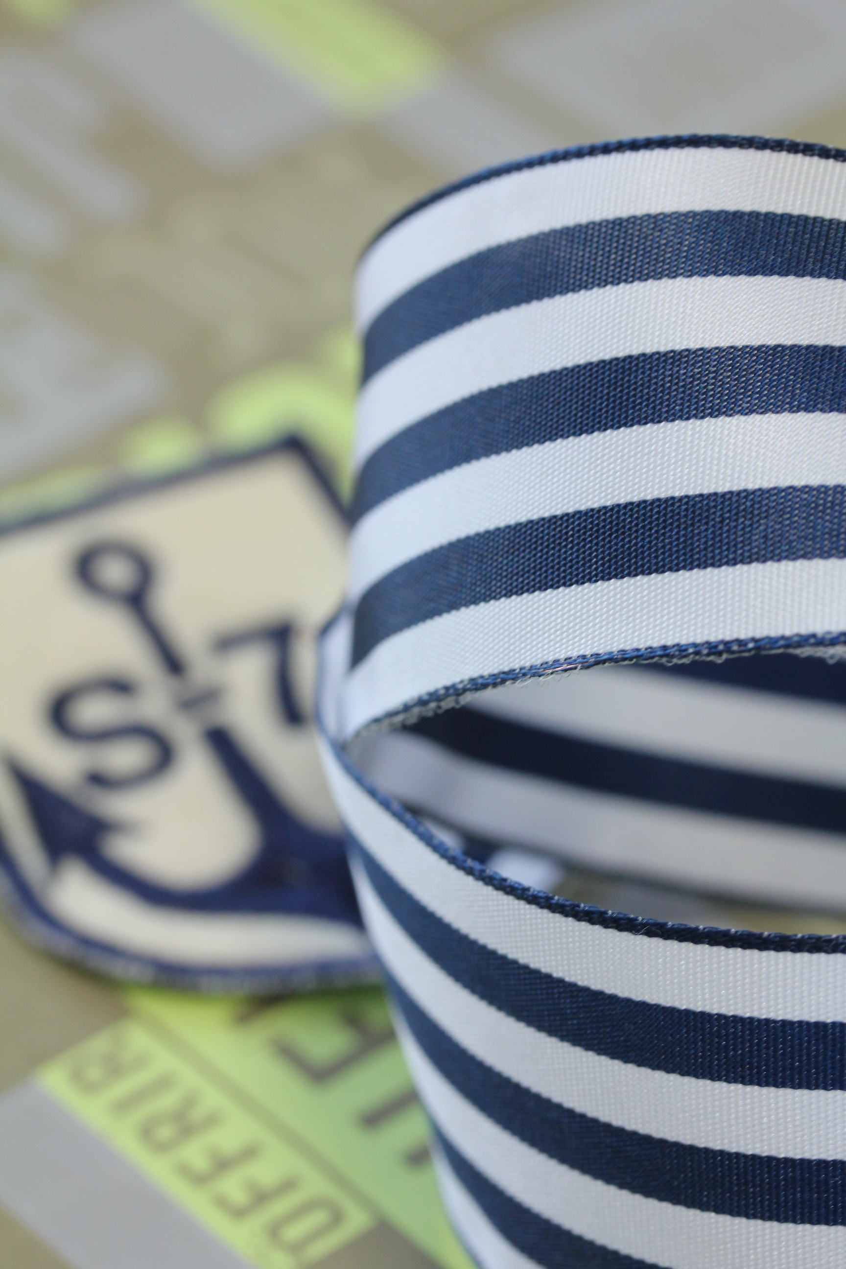 ドイツリボン・モードストライプ Navy　40ミリ幅