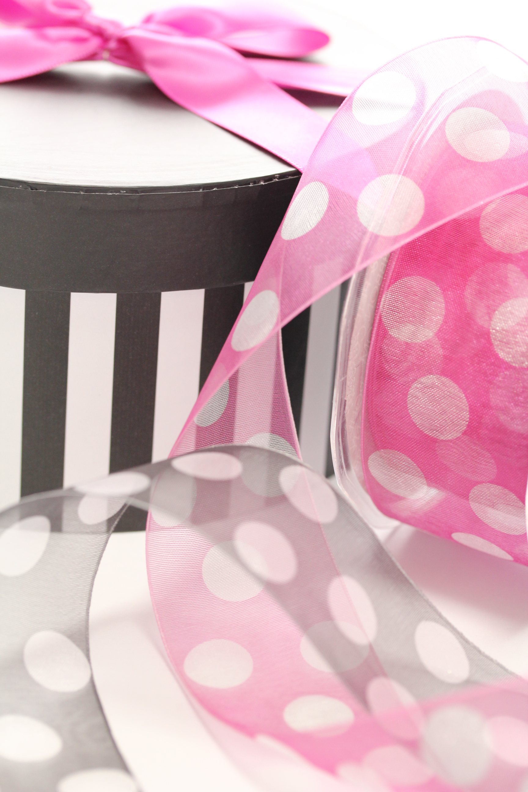 ドイツリボン・Organe with Polka Dots 40ミリ幅