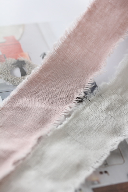 イタリア製コットンリボンPink/Ivory　38ミリ幅