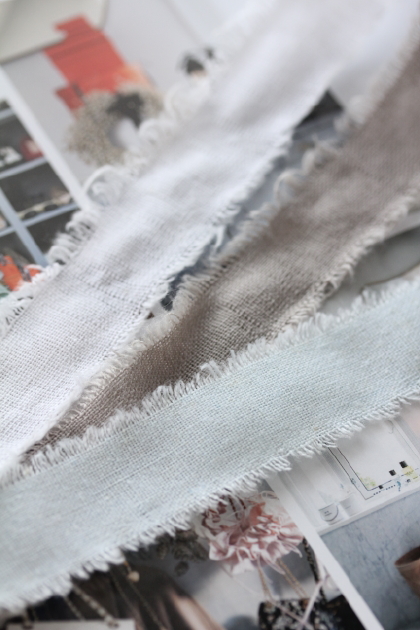 イタリア製コットンリボンWhite/Grey/Blue　25ミリ幅