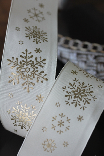 フランス製ワイヤーリボン・Winter Snow  40ミリ幅