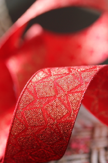 フランス製ワイヤーリボン　Jacquard "MIYABI" carmin 40ミリ幅　