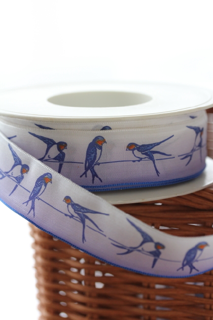 フランス製ワイヤーリボン　ツバメ　25ミリ幅　