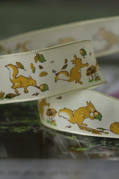 フランス製ワイヤーリボン  りす　25ミリ幅　