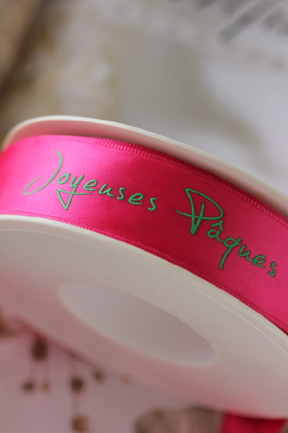 フランス製ワイヤーリボン・Happy Easter 25ミリ幅