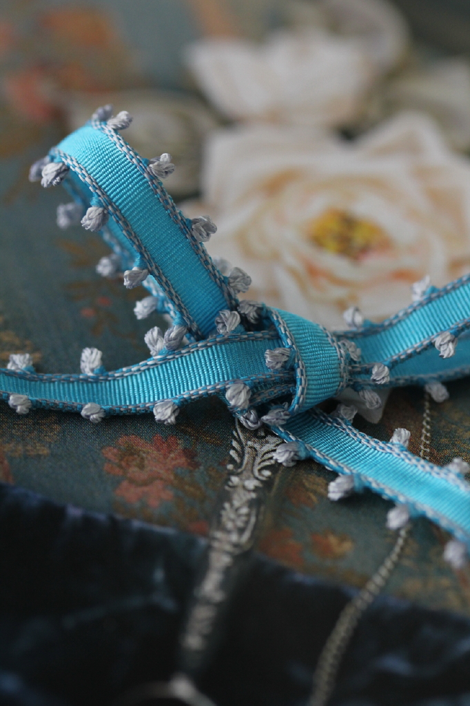 フランス製スペシャルリボン　ルバンピコット　ブルー　7ミリ幅　