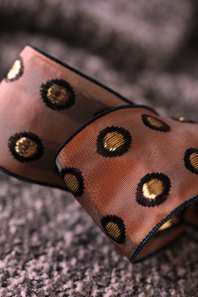 フランス製ワイヤーリボン・ウィンタードット　38ミリ幅　