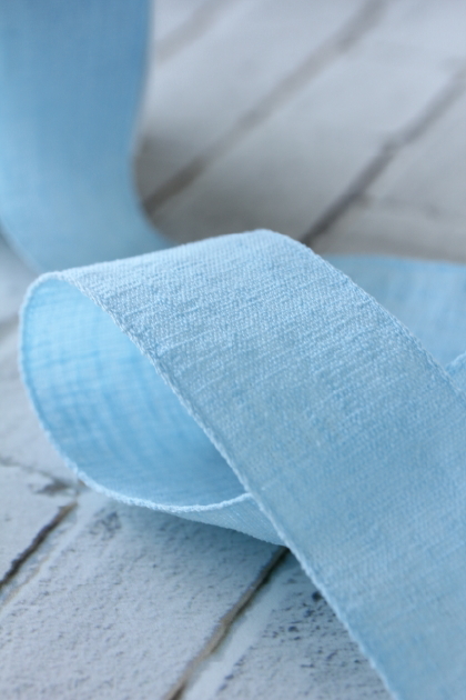 ドイツ製リボン・リネン・スカイブルー　40ミリ幅