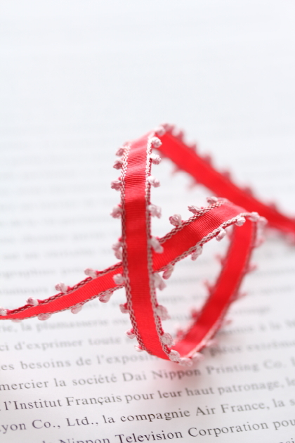 フランス製スペシャルリボン　ルバンピコット　レッド　7ミリ幅　