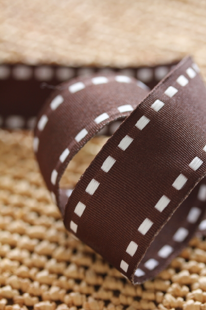 フランス製リボン スクエアステッチ  25ミリ幅