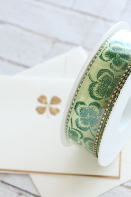 フランス製ワイヤーリボン・Four-leaf Clover　25ミリ幅　
