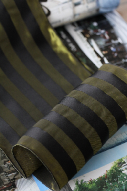 フランス製スペシャルリボン・ワイドストライプ　モスグリーン　125ミリ幅　