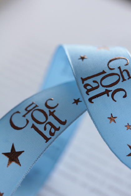 フランス製ワイヤーリボン・Chocolat★ BluexBrown　25ミリ幅　