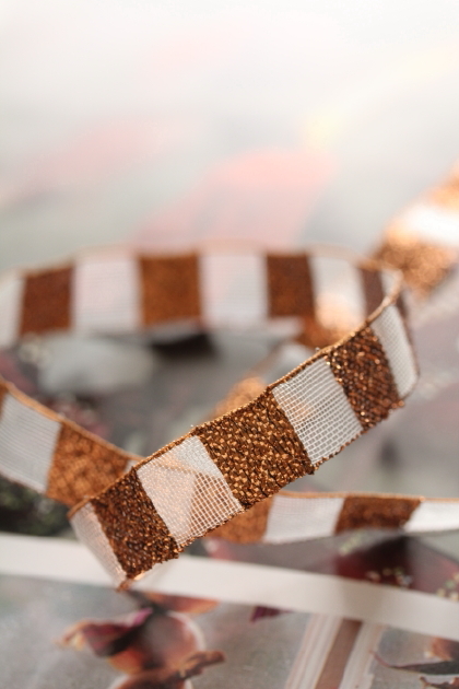 フランス製スペシャルリボン・グリッタースクエアBronze 10ミリ幅　