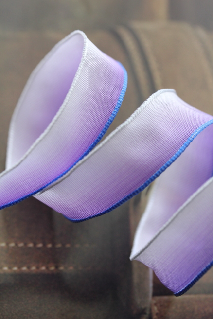 フランス製ワイヤーリボン・グラデーションBlue　16ミリ幅　