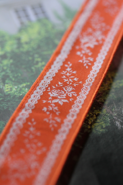 フランス製ワイヤーリボン　Rose-carrot orange 25ミリ幅