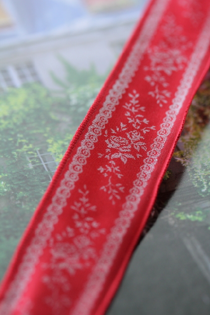 フランス製ワイヤーリボン　Rose-red 25ミリ幅