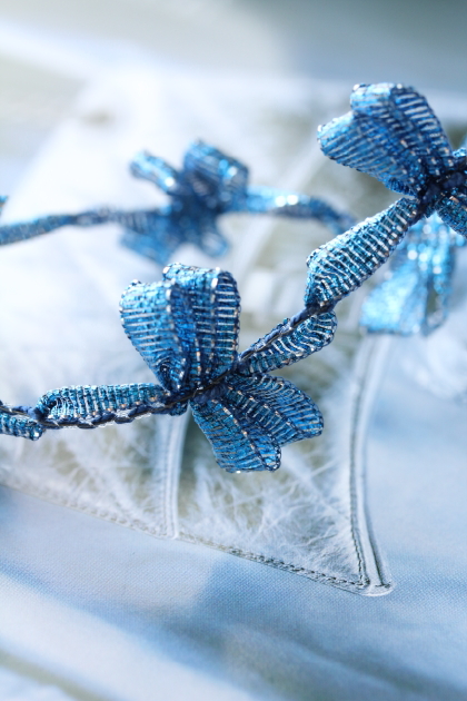 フランス製コードリボン Ribbon ミッドナイトブルーMetalic　　　