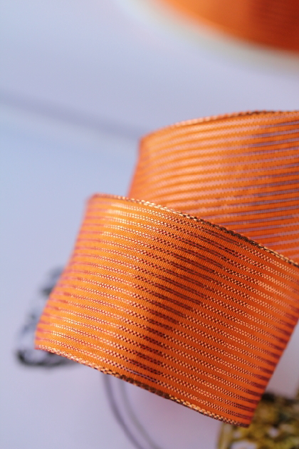 フランス製ワイヤーリボン　Metalic ORANGE　38ミリ幅　